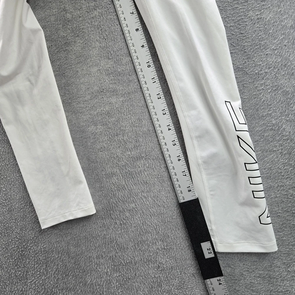 Nike Women Activewear Pants M White Dri-Fit Tight‎ Fit Logo 22